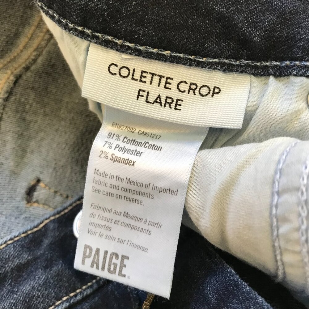 Paige Colette Crop Flare Jeans Womens 29 Blue Shipwreck High Rise Raw Hem Denim - Picture 10 of 15